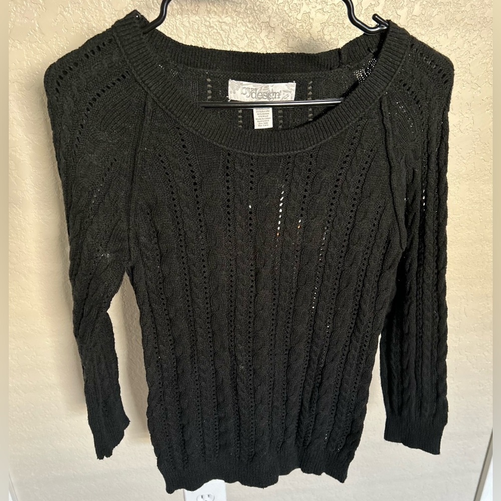 🆕 Love by Design Scoop Neck Black Cable Knit Sweater | S